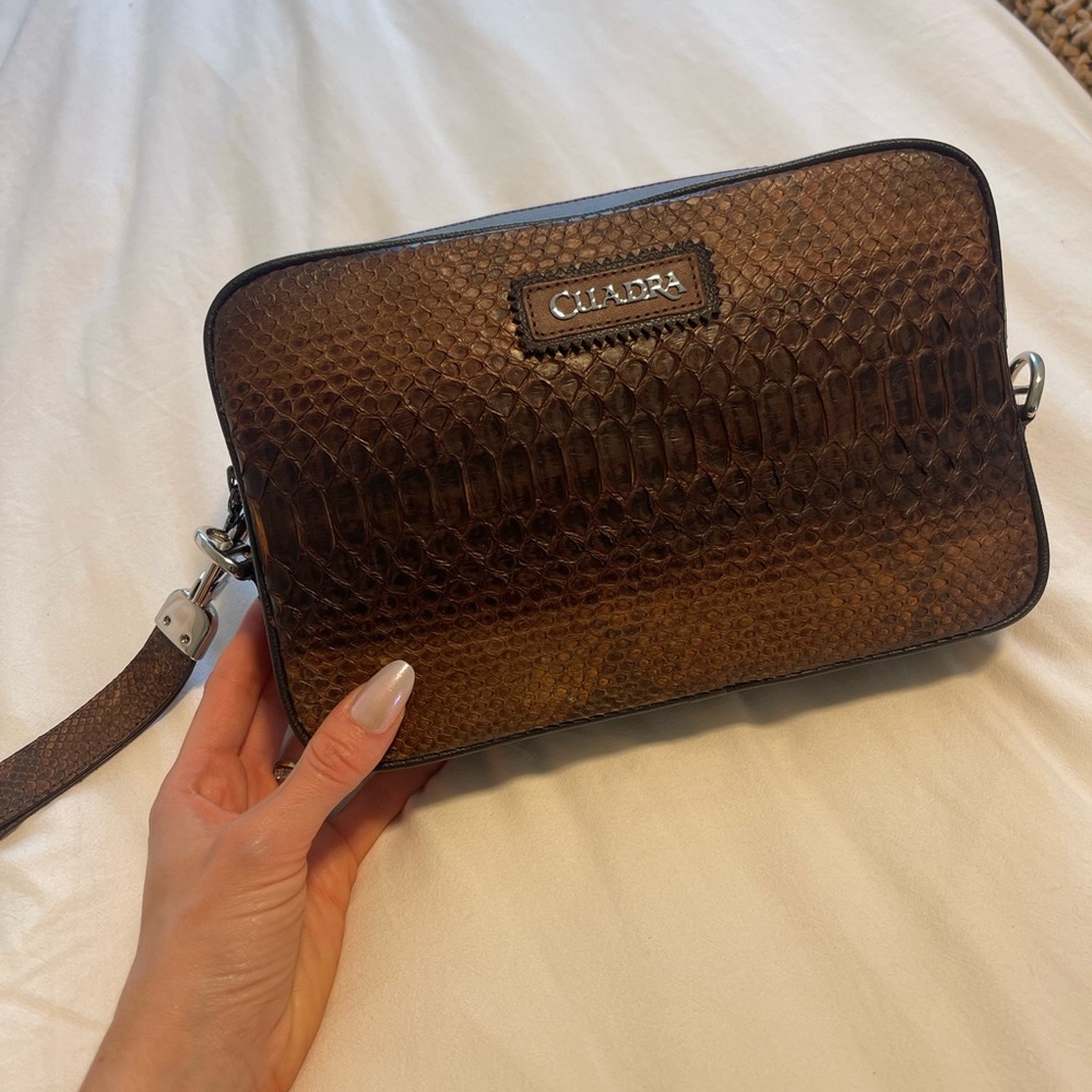 Cuadra - genuine python leather brown
document bag - handmade